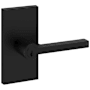 Baldwin Square Single Cylinder Keyed Entry Door Lever Set with 5 Inch Rectangle Rose from the Reserve Collection Satin Black