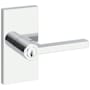 Baldwin Square Single Cylinder Keyed Entry Door Lever Set with 5 Inch Rectangle Rose from the Reserve Collection Polished Chrome