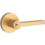 Baldwin Square Single Cylinder Keyed Entry Door Lever Set with Contemporary Round Rose Lifetime Satin Brass