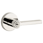 Baldwin Square Single Cylinder Keyed Entry Door Lever Set with Contemporary Round Rose Lifetime Polished Nickel