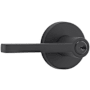 Baldwin Square Single Cylinder Keyed Entry Door Lever Set with Contemporary Round Rose Satin Black
