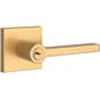 Baldwin Square Single Cylinder Keyed Entry Door Lever Set with Contemporary Square Rose Lifetime Satin Brass