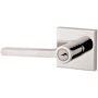 Baldwin Square Single Cylinder Keyed Entry Door Lever Set with Contemporary Square Rose Lifetime Polished Nickel