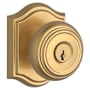 Baldwin Traditional Single Cylinder Keyed Entry Door Knob with Arch Rose Lifetime Satin Brass