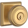Baldwin Traditional Single Cylinder Keyed Entry Door Knob with Square Rose Lifetime Satin Brass