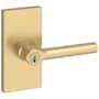 Baldwin Tube Single Cylinder Keyed Entry Door Lever Set with 5 Inch Rectangle Rose from the Reserve Collection Lifetime Satin Brass