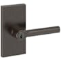 Baldwin Tube Single Cylinder Keyed Entry Door Lever Set with 5 Inch Rectangle Rose from the Reserve Collection Venetian Bronze