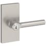 Baldwin Tube Single Cylinder Keyed Entry Door Lever Set with 5 Inch Rectangle Rose from the Reserve Collection Satin Nickel