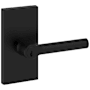 Baldwin Tube Single Cylinder Keyed Entry Door Lever Set with 5 Inch Rectangle Rose from the Reserve Collection Satin Black
