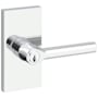 Baldwin Tube Single Cylinder Keyed Entry Door Lever Set with 5 Inch Rectangle Rose from the Reserve Collection Polished Chrome