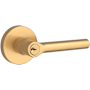 Baldwin Tube Single Cylinder Keyed Entry Door Lever Set with Contemporary Round Rose Lifetime Satin Brass