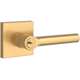 Baldwin Tube Single Cylinder Keyed Entry Door Lever Set with Contemporary Square Rose Lifetime Satin Brass