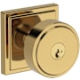 Baldwin Vashon Single Cylinder Keyed Entry Door Knob Set with Stepped Square Rose and SmartKey from the Reserve Collection Lifetime Polished Brass