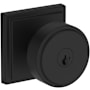 Baldwin Vashon Single Cylinder Keyed Entry Door Knob Set with Stepped Square Rose and SmartKey from the Reserve Collection Satin Black