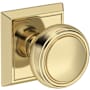 Baldwin Bremerton Non-Turning Two-Sided Dummy Door Knob Set with Chamfered Square Rose from the Reserve Collection Non-Lacquered Brass