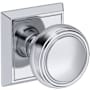 Baldwin Bremerton Non-Turning Two-Sided Dummy Door Knob Set with Chamfered Square Rose from the Reserve Collection Polished Chrome