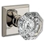 Baldwin Crystal Non-Turning Two-Sided Dummy Door Knob Set with Square Rose Lifetime Polished Nickel