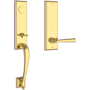 Baldwin Del Mar Full Dummy One Piece Handleset with Non-Turning Dummy Interior Federal Lever Lifetime Polished Brass