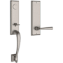 Baldwin Del Mar Full Dummy One Piece Handleset with Non-Turning Dummy Interior Federal Lever Satin Nickel