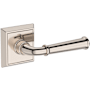 Baldwin Dunsmoor Non-Turning Two-Sided Dummy Door Lever Set with Chamfered Square Rose from the Reserve Collection Lifetime Polished Nickel