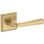 Baldwin Kingvale Non-Turning Two-Sided Dummy Door Lever Set with Traditional Square Rose from the Reserve Collection Lifetime Satin Brass
