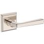 Baldwin Kingvale Non-Turning Two-Sided Dummy Door Lever Set with Traditional Square Rose from the Reserve Collection Lifetime Polished Nickel