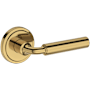 Baldwin La Conner Non-Turning Two-Sided Dummy Door Lever Set with Stepped Round Rose from the Reserve Collection Lifetime Polished Brass