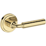Baldwin La Conner Non-Turning Two-Sided Dummy Door Lever Set with Stepped Round Rose from the Reserve Collection Non-Lacquered Brass