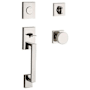 Baldwin La Jolla Full Dummy Sectional Handleset with Non-Turning Dummy Interior Contemporary Knob Lifetime Polished Nickel