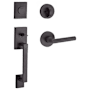 Baldwin La Jolla Full Dummy Handleset with Tube Lever and Contemporary Round Rose Interior Trim from the Reserve Collection Venetian Bronze