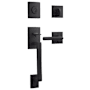 Baldwin La Jolla Full Dummy Handleset with Tube Lever and Contemporary Square Rose Interior Trim from the Reserve Collection Satin Black
