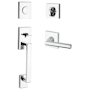 Baldwin La Jolla Full Dummy Handleset with Tube Lever and Contemporary Square Rose Interior Trim from the Reserve Collection Polished Chrome
