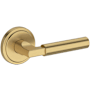 Baldwin Lake Forest Non-Turning Two-Sided Dummy Door Lever Set with Stepped Round Rose from the Reserve Collection Lifetime Satin Brass