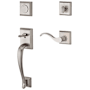 Baldwin Napa Right Handed Dummy Handleset with Traditional Square Rose and Curve Lever on Interior Satin Nickel