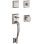 Baldwin Napa Dummy Handleset with Traditional Square Rose and Round Knob on Interior Satin Nickel