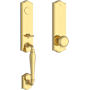 Baldwin New Hampshire Full Dummy One Piece Handleset with Non-Turning Dummy Interior Traditional Knob Lifetime Polished Brass