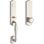Baldwin New Hampshire Full Dummy One Piece Handleset with Non-Turning Dummy Interior Traditional Knob Lifetime Polished Nickel