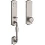 Baldwin New Hampshire Full Dummy One Piece Handleset with Non-Turning Dummy Interior Traditional Knob Satin Nickel