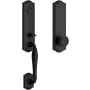 Baldwin New Hampshire Full Dummy One Piece Handleset with Non-Turning Dummy Interior Traditional Knob Satin Black