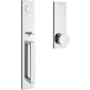 Baldwin Santa Cruz Full Dummy Full Plate Handleset with Non-Turning Dummy Interior Contemporary Knob Polished Chrome
