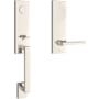 Baldwin Seattle Full Dummy One Piece Handleset with Non-Turning Dummy Interior Square Lever Lifetime Polished Nickel