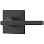 Baldwin Square Non-Turning Two-Sided Through-Door Dummy Door Lever Set with Square Rosette from the Reserve Collection Satin Black