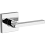 Baldwin Square Non-Turning Two-Sided Through-Door Dummy Door Lever Set with Square Rosette from the Reserve Collection Polished Chrome