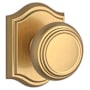 Baldwin Traditional Non-Turning Two-Sided Dummy Door Knob Set with Arch Rose Lifetime Satin Brass