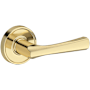 Baldwin Wyndcliff Non-Turning Two-Sided Dummy Door Lever Set with Recessed Round Rose from the Reserve Collection Non-Lacquered Brass