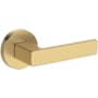 Baldwin Sharpewood Non-Turning Two-Sided Dummy Door Lever Set with Contemporary Round Rose from the Reserve Collection Lifetime Satin Brass