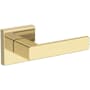 Baldwin Sharpewood Non-Turning Two-Sided Dummy Door Lever Set with Contemporary Square Rose from the Reserve Collection Non-Lacquered Brass
