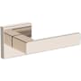 Baldwin Sharpewood Non-Turning Two-Sided Dummy Door Lever Set with Contemporary Square Rose from the Reserve Collection Lifetime Polished Nickel