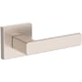 Baldwin Sharpewood Non-Turning Two-Sided Dummy Door Lever Set with Contemporary Square Rose from the Reserve Collection Satin Nickel