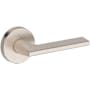 Baldwin Anaheim Hills Non-Turning One-Sided Dummy Door Lever with Contemporary Round Rose from the Reserve Collection Satin Nickel